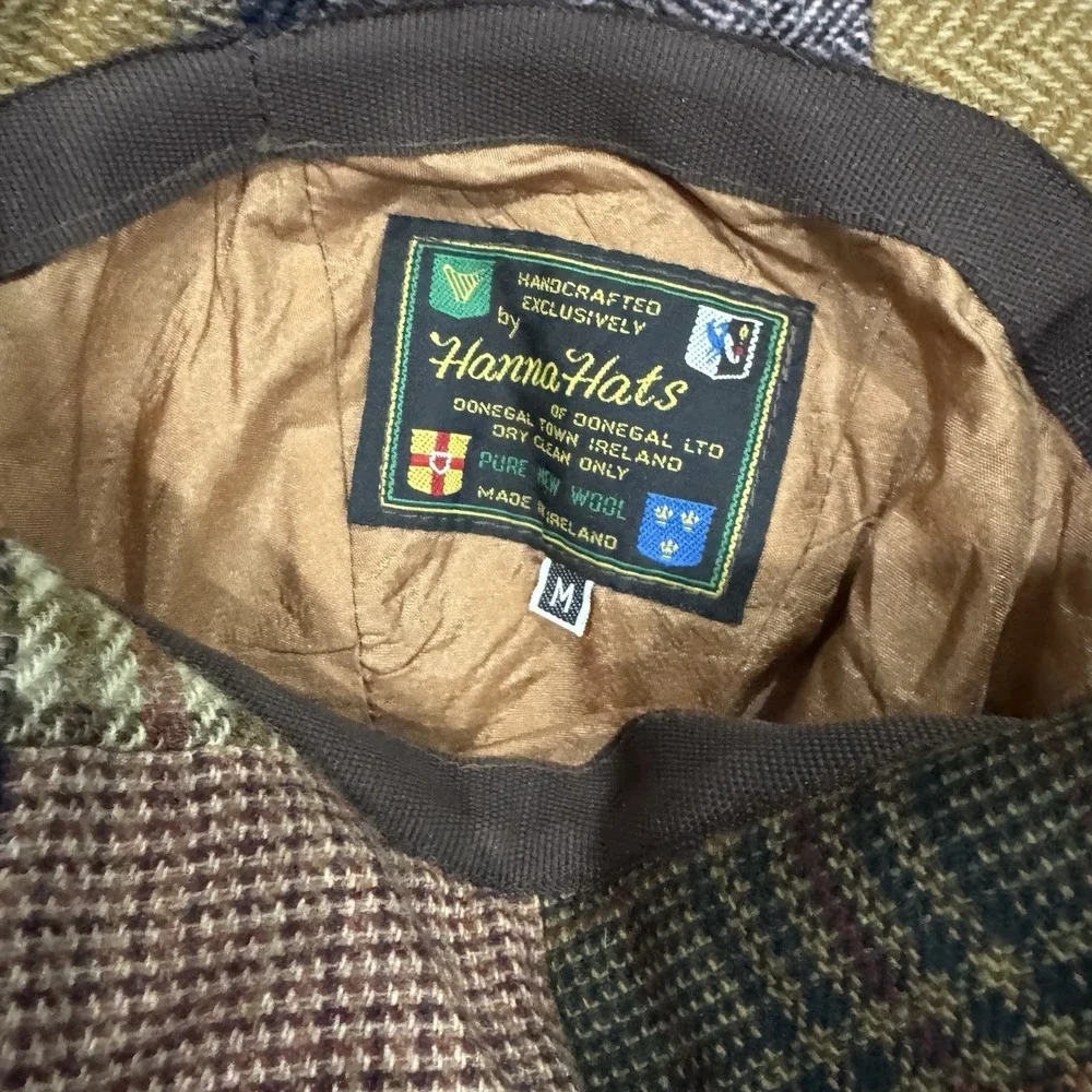 Hanna‎ Hats Donegal Ireland Wool Patchwork Plaid Bucket Hat Medium